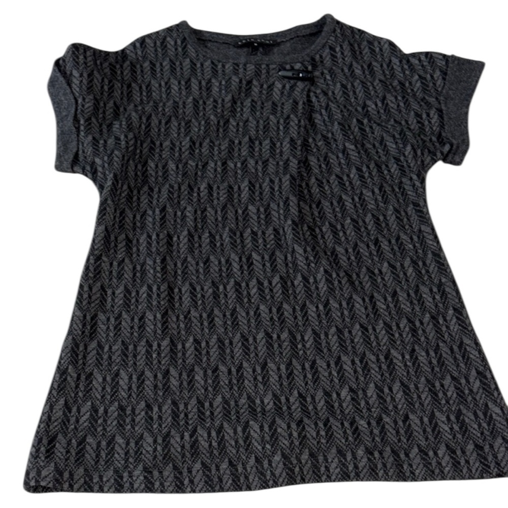 Shin Choi Wool Gray Patterned Short Sleeve Dress Size Medium